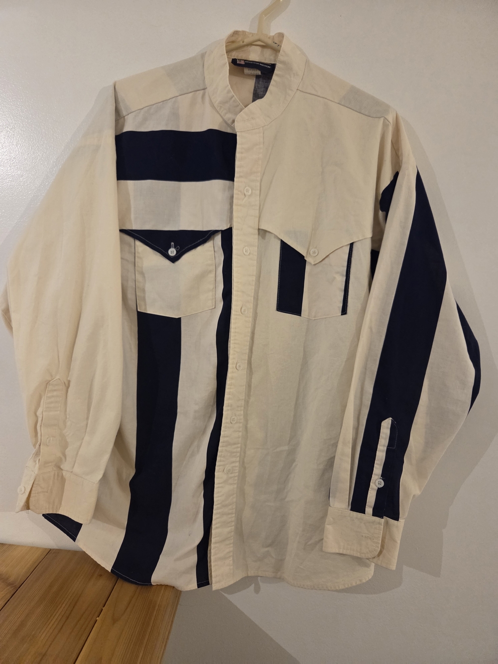 Panhandle Slim Cream and Navy Vertical Stripe Shirt Jacket